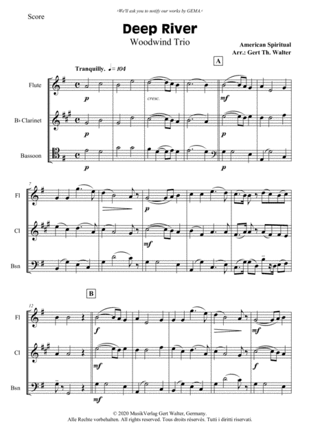 Deep River (arr. Gert Th. Walter)