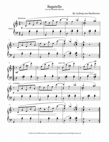 Bagatelle (tribute To Ludwig Van Beethoven) (arr. Dominic Meccia)