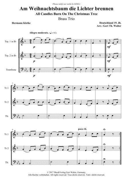 All Candles Burn On The Christmas Tree (arr. Gert Th. Walter)