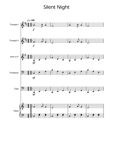 Silent Night - Brass Quintet w/ Piano (arr. Ygor Nunes)