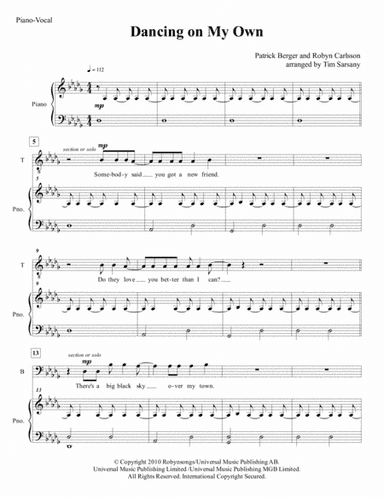 Dancing On My Own (arr. Tim Sarsany)