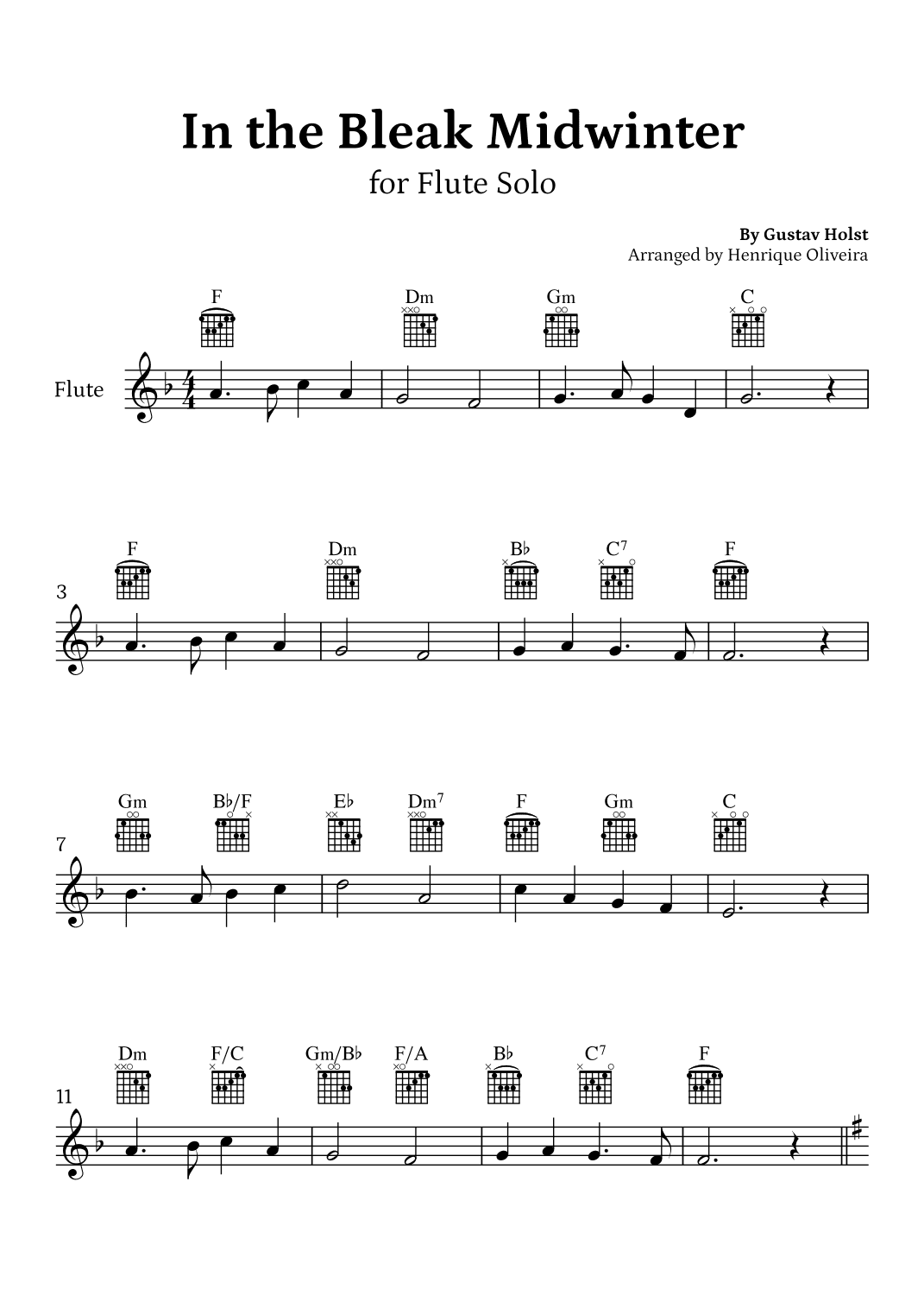 In the Bleak Midwinter (Flute Solo) - Beginner Level (arr. Henrique Oliveira)