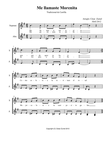 Me llamaste morenita (arr. César Zumel)
