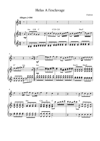 Helas! A l'esclavage (from Le roi malgré lui) (arr. Kaiserin Rebecca)