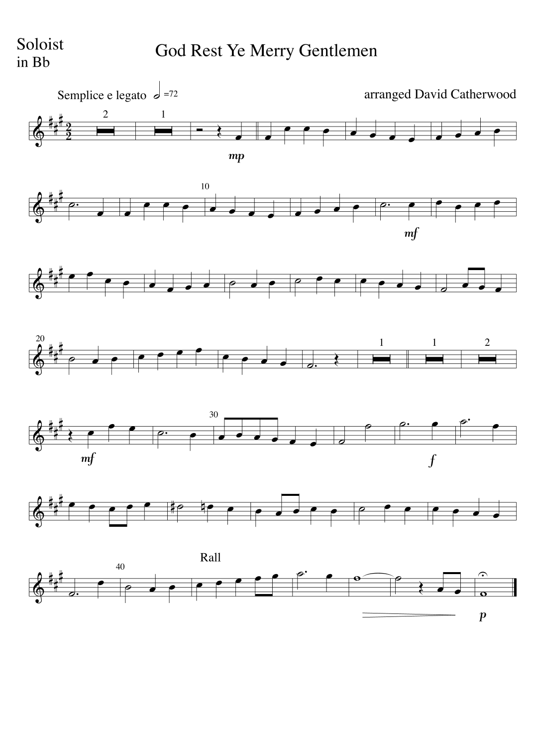 Trumpet solo - God Rest Ye Merry Gentlemen.  A carol with piano accompaniment by David Catherwood (arr. David Catherwood)