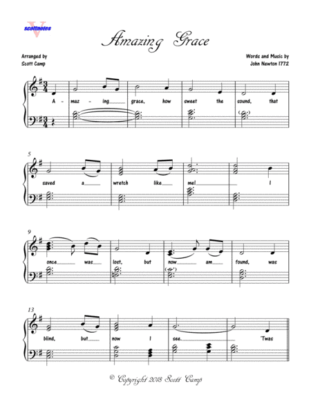 Amazing Grace (Early Intermediate Piano Solo) (arr. Scott Camp)