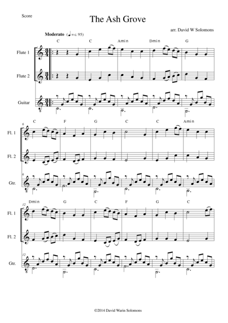 The Ash Grove (Llwyn Onn) 2 flutes and guitar (arr. David Warin Solomons)