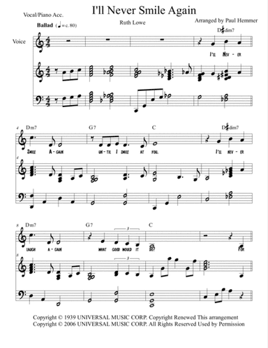 I'll Never Smile Again (arr. Paul Hemmer)