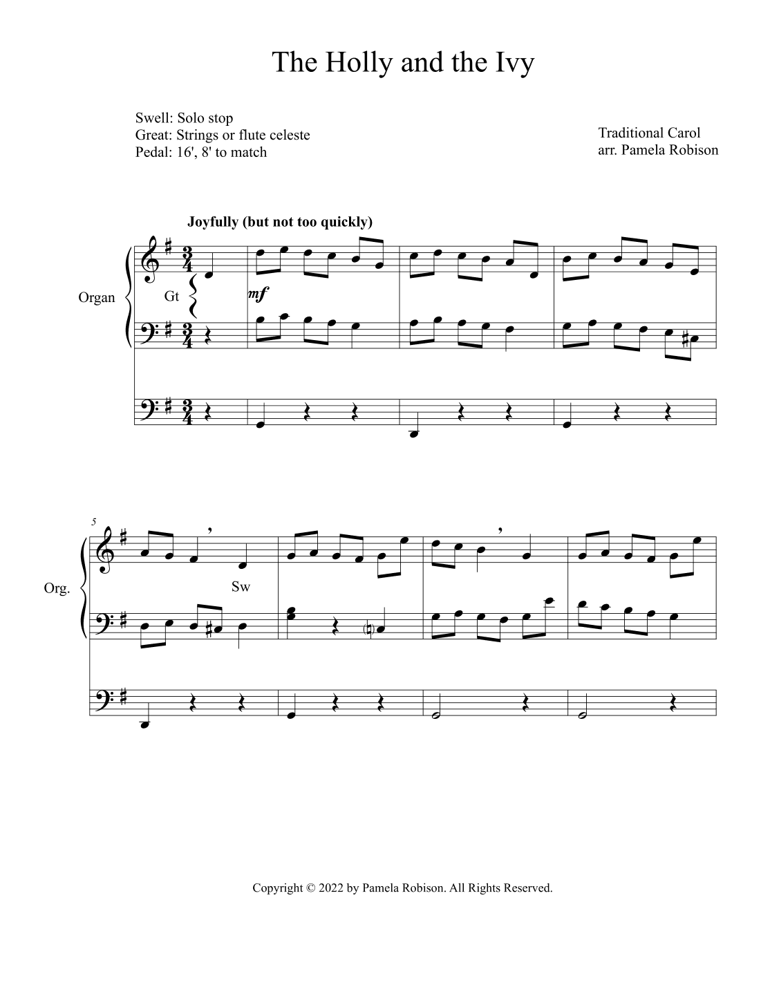 The Holly and the Ivy (arr. Pamela Robison)
