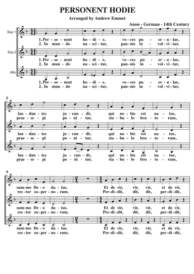 Personent Hodie A Cappella SSA (arr. Andrew Emmet)
