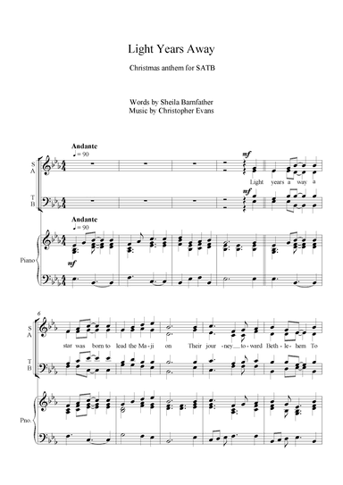 Light Years Away, A Christmas Anthem for SATB