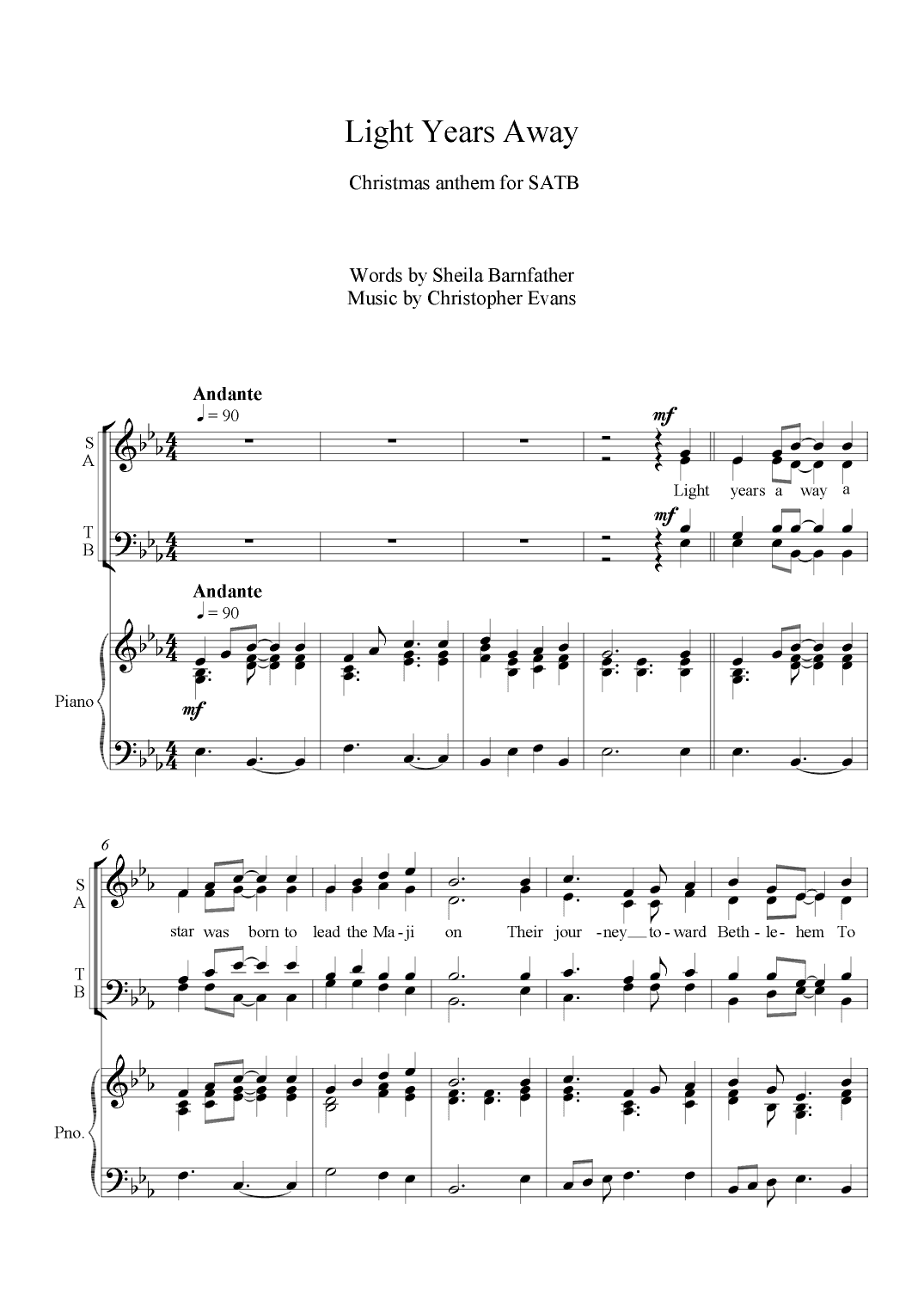 Light Years Away, A Christmas Anthem for SATB