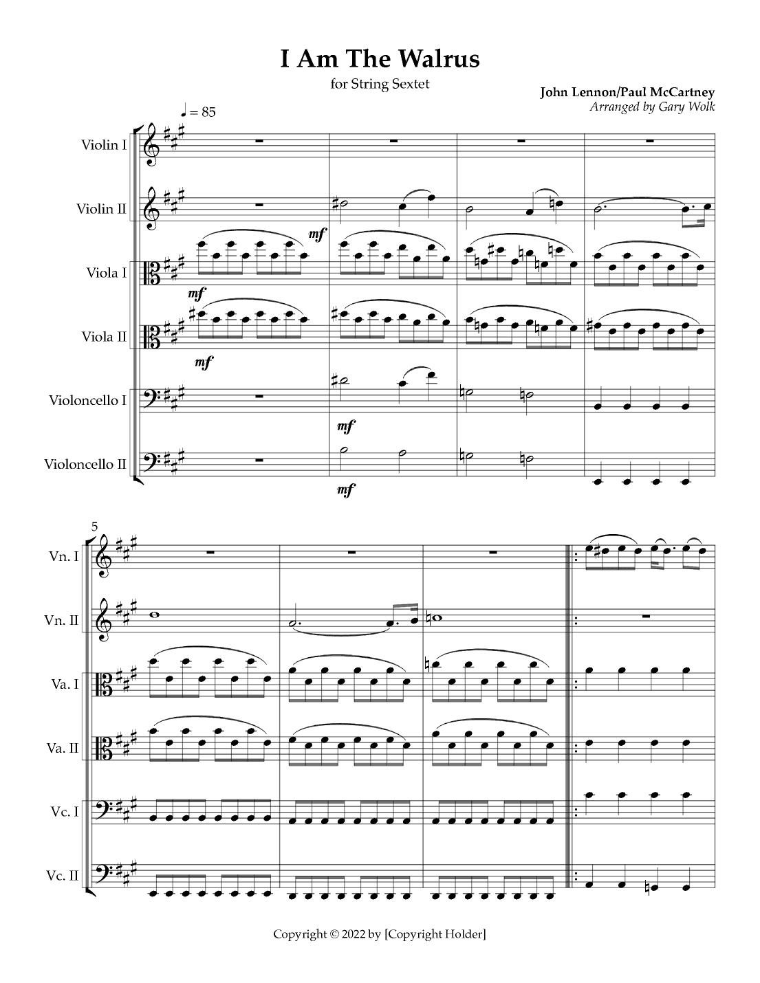 I Am The Walrus (arr. Gary Wolk)