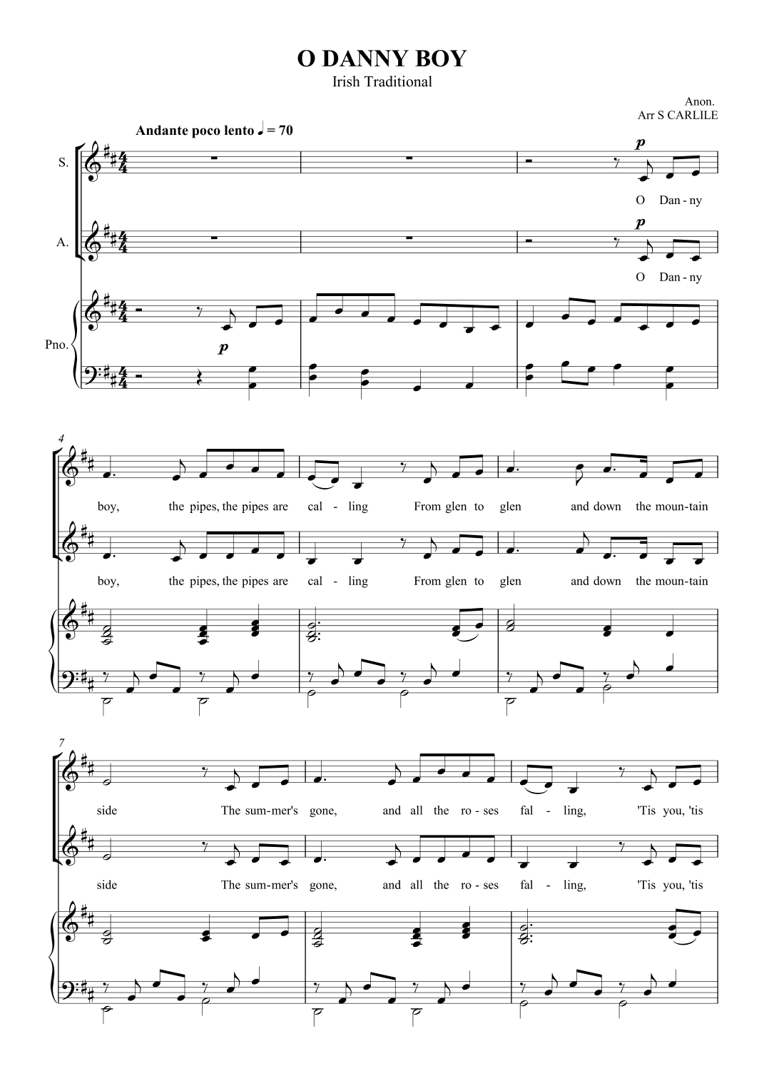 O Danny Boy (arr. SCMusic)