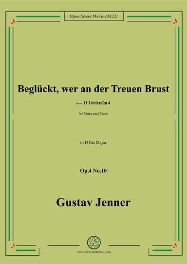 Jenner-Beglückt,wer an der Treuen Brust,in D flat Major,Op.4 No.10 (arr. OSM Press)