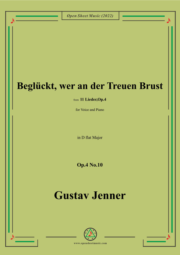 Jenner-Beglückt,wer an der Treuen Brust,in D flat Major,Op.4 No.10 (arr. OSM Press)
