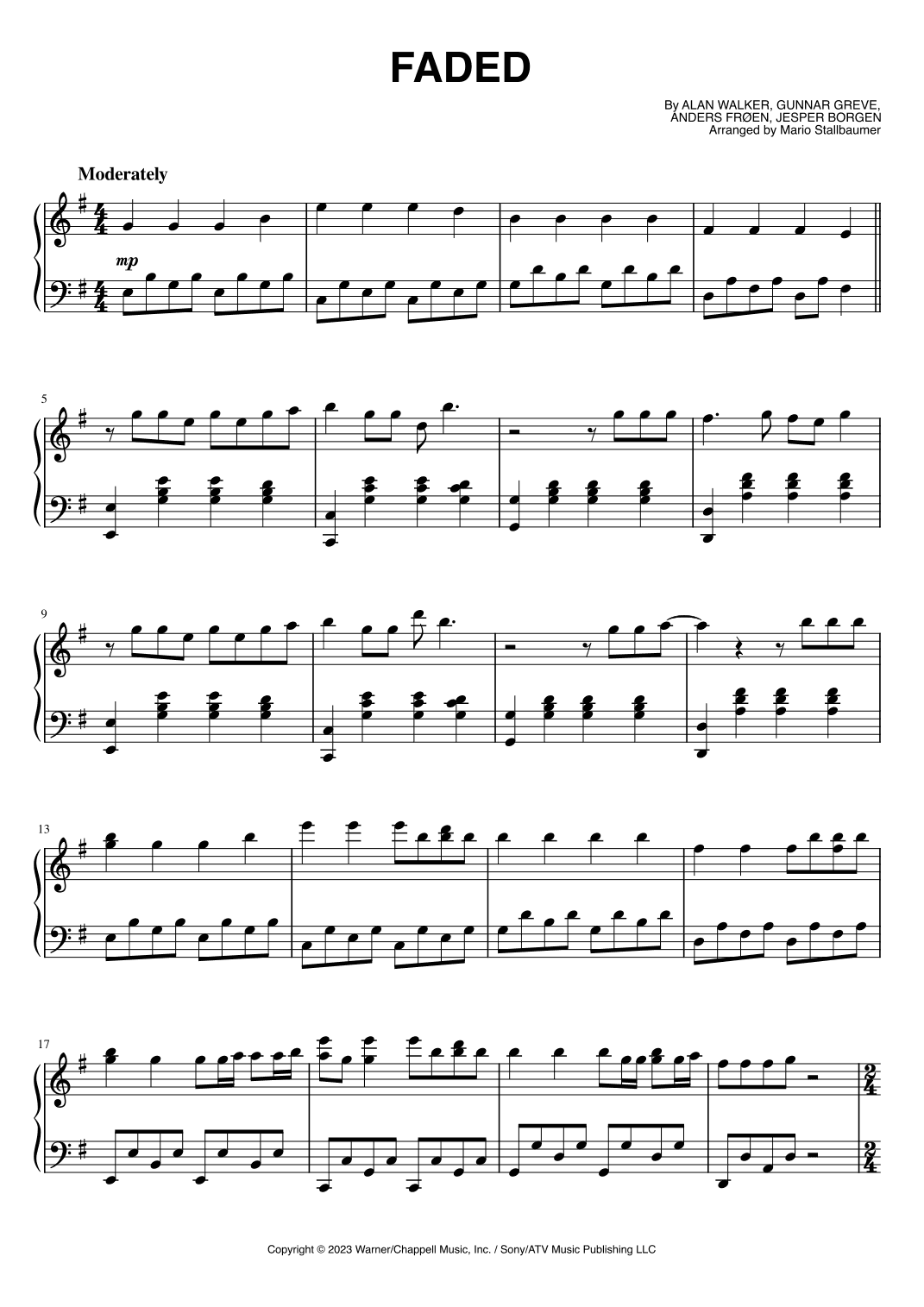 Faded (arr. Mario Stallbaumer)