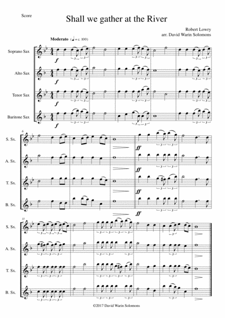 Shall we gather at the river saxophone quartet (arr. David Warin Solomons)