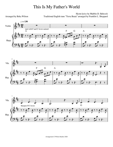 This Is My Father's World--harp/violin duet (arr. Beka Wilson)