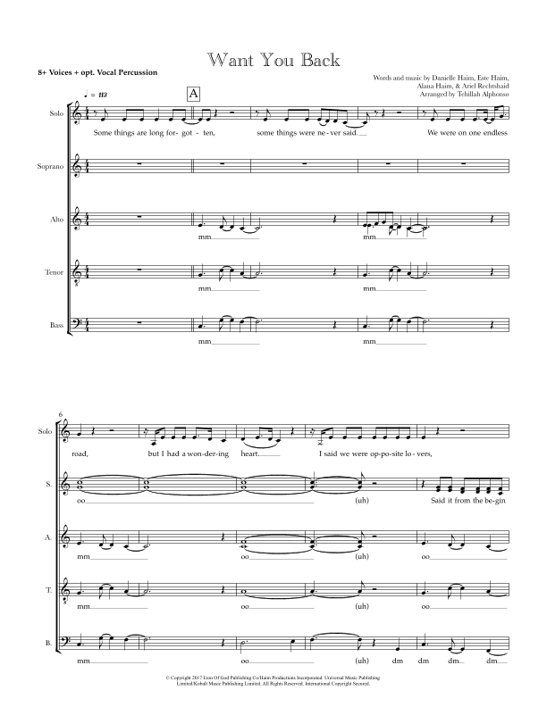 Want You Back (arr. Tehillah Alphonso)