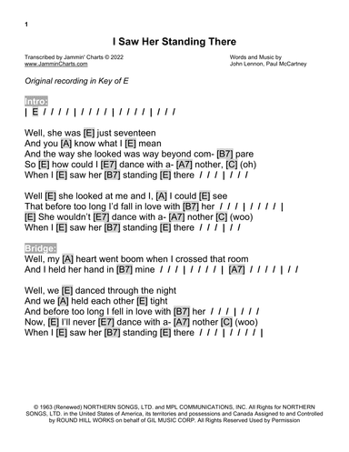 I Saw Her Standing There (arr. Jammin' Charts)