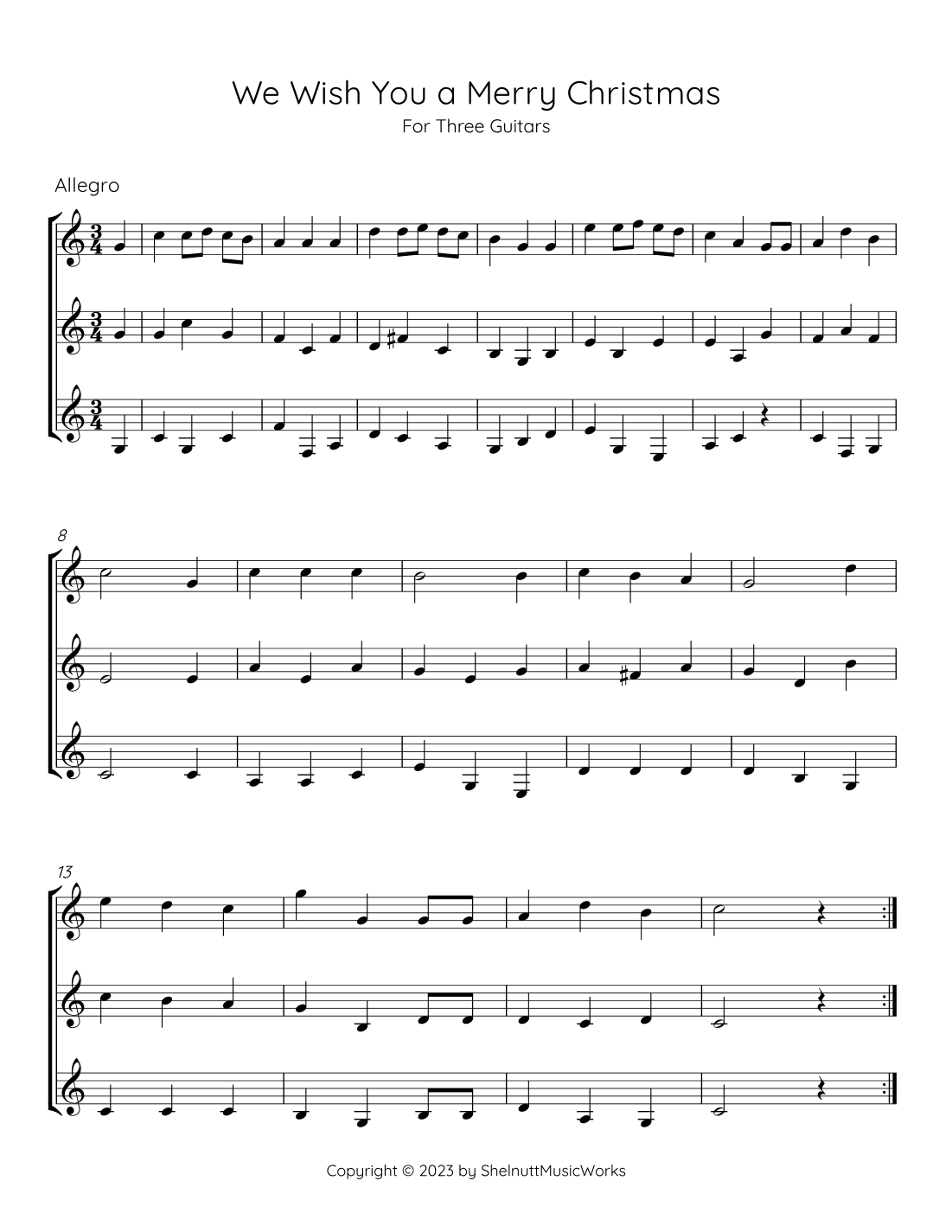 We Wish You A Merry Christmas (arr. Stan Shelnutt)