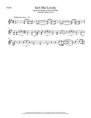 Isn't She Lovely (arr. Sherry Lewis)