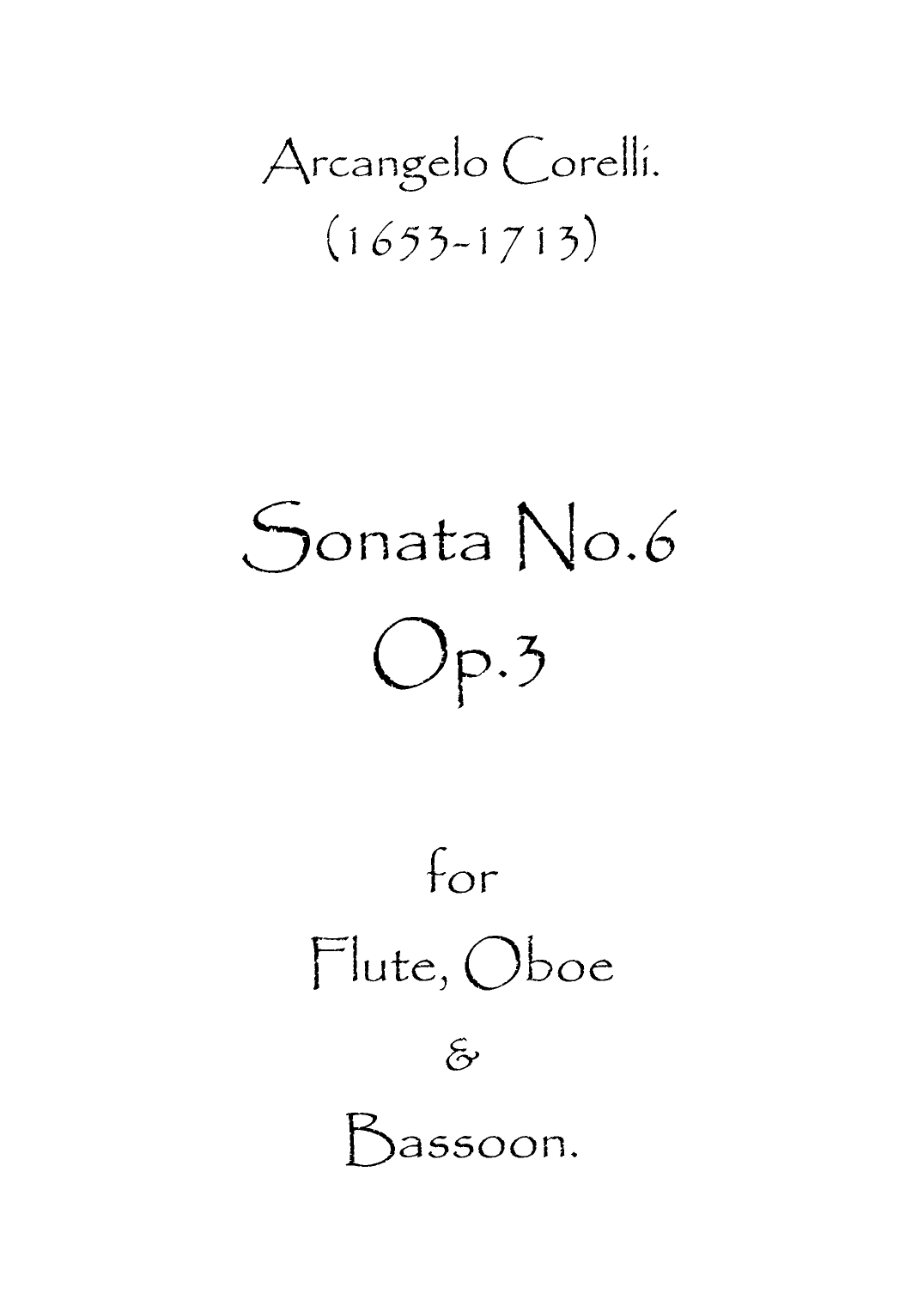Sonata No.6 Op.3 (arr. Spence Bundy)