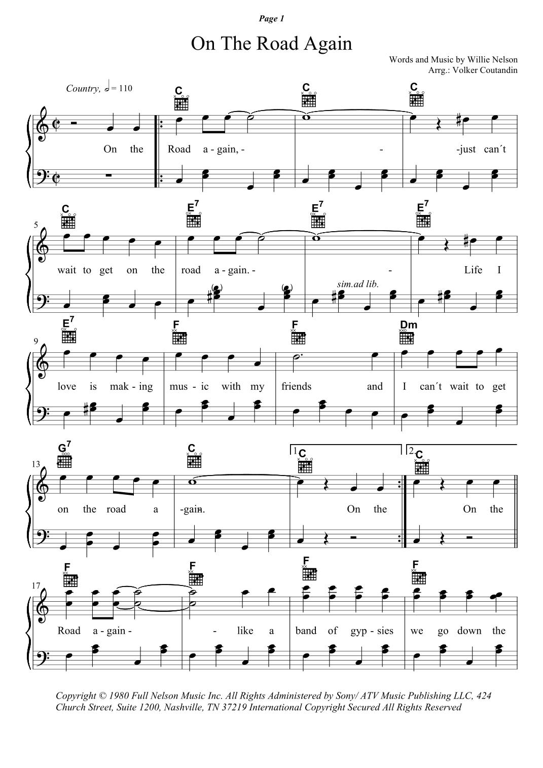 On The Road Again (arr. Volker Coutandin)