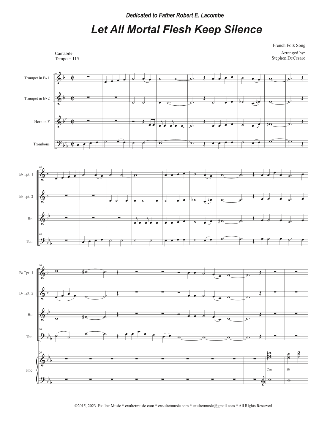 Let All Mortal Flesh Keep Silence (Brass Quartet and Piano) (arr. Stephen DeCesare)