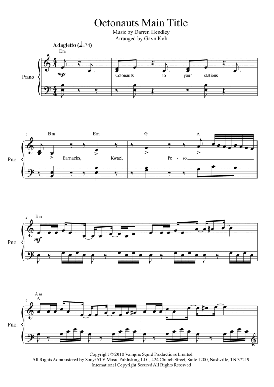 Octonauts Main Title (arr. Gavin Koh)