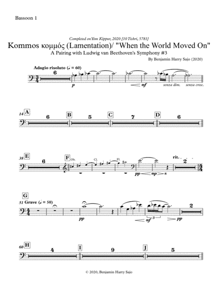 Kommos (Lamentation) / "When the World Moved On" - Bassoon 1