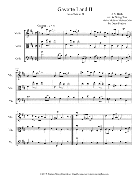 Bach Gavotte I & II for String Trio (arr. Dave Prudon)