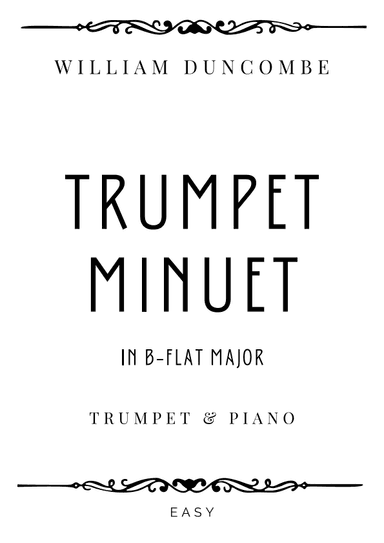 Duncombe - Trumpet Menuet in B flat Major - Easy (arr. Piacere Music Sheets)