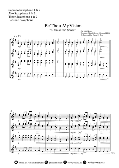 Be Thou My Vision - "Bí Thusa 'mo Shúile" - Easy Saxophone Quartet (arr. Daniel H Rosa)