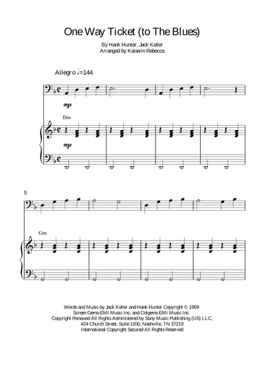 One Way Ticket (to The Blues) (arr. Kaiserin Rebecca)