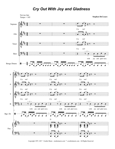 Cry Out With Joy And Gladness (Vocal solo with SATB)