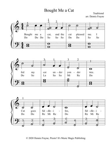 Bought Me a Cat (Farmyard Song) (standard notation) (arr. Presto! It's Music Magic Publishing)