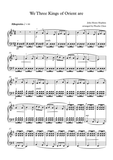 We Three Kings of Orient Are ( piano solo) (arr. Phoebe Chen)