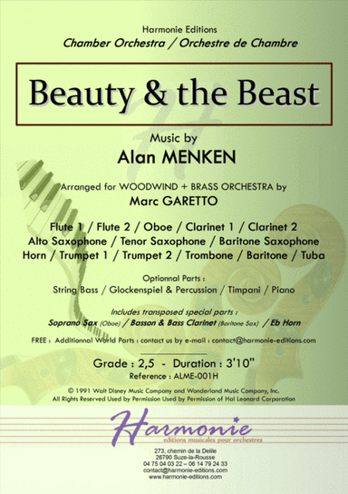 Beauty And The Beast (arr. Marc GARETTO)