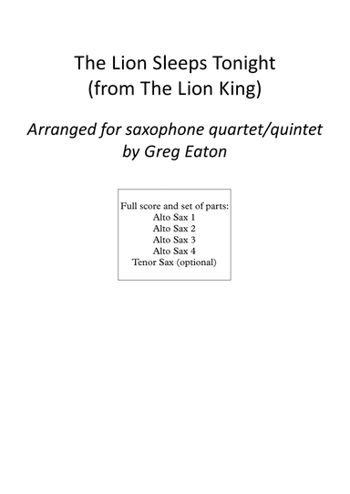 The Lion Sleeps Tonight (arr. Greg Eaton)