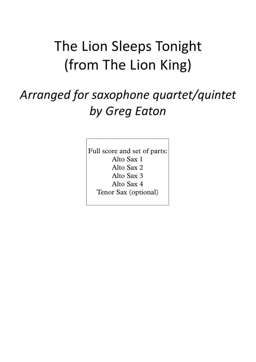 The Lion Sleeps Tonight (arr. Greg Eaton)