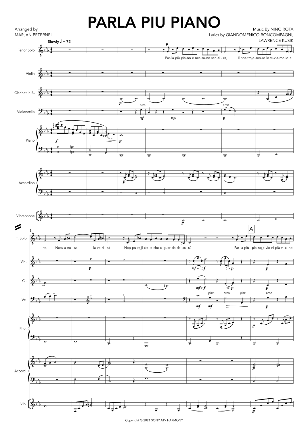 Parla Piu Piano (arr. Marjan Peternel)