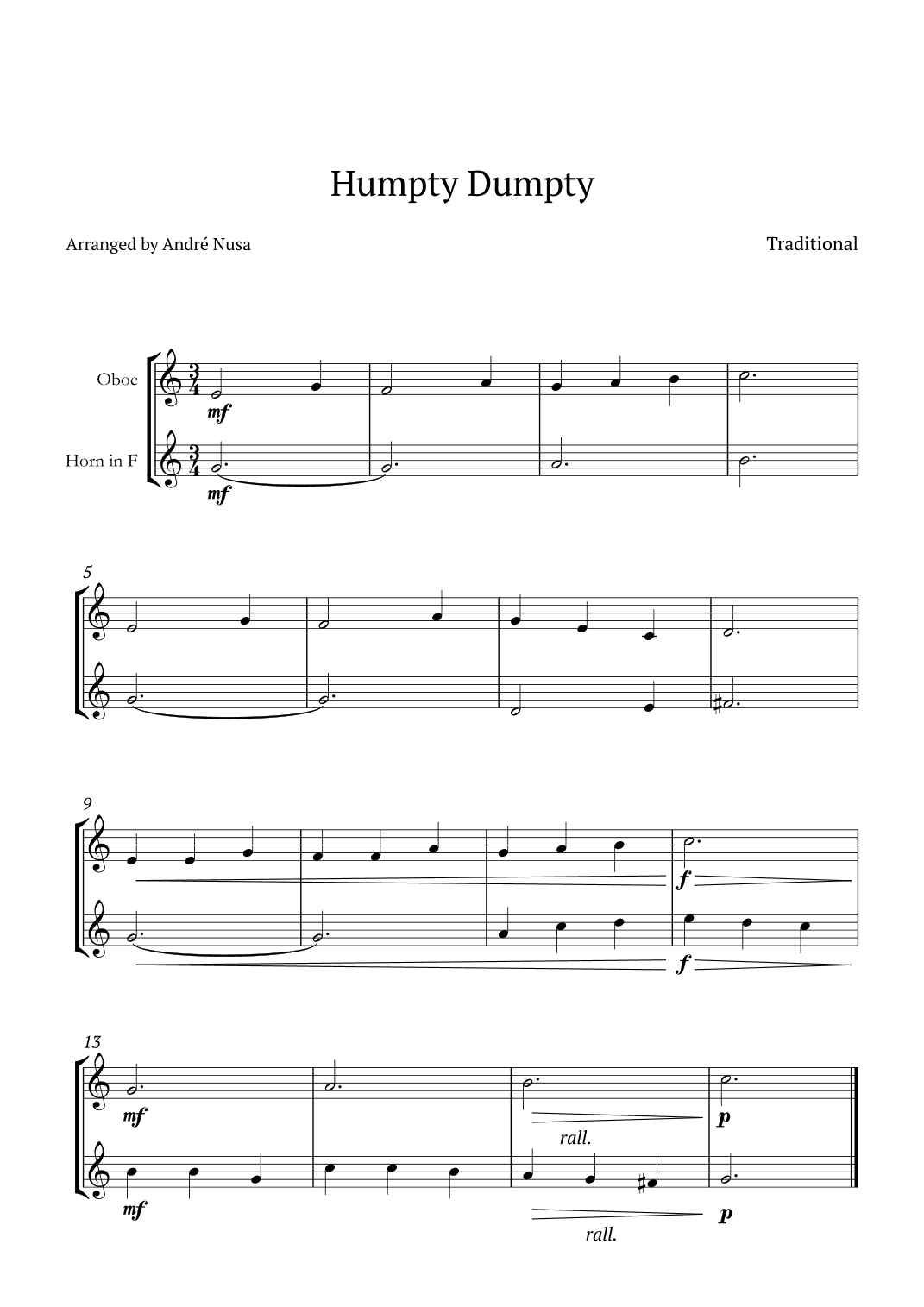 Humpty Dumpty (arr. André Nusa)