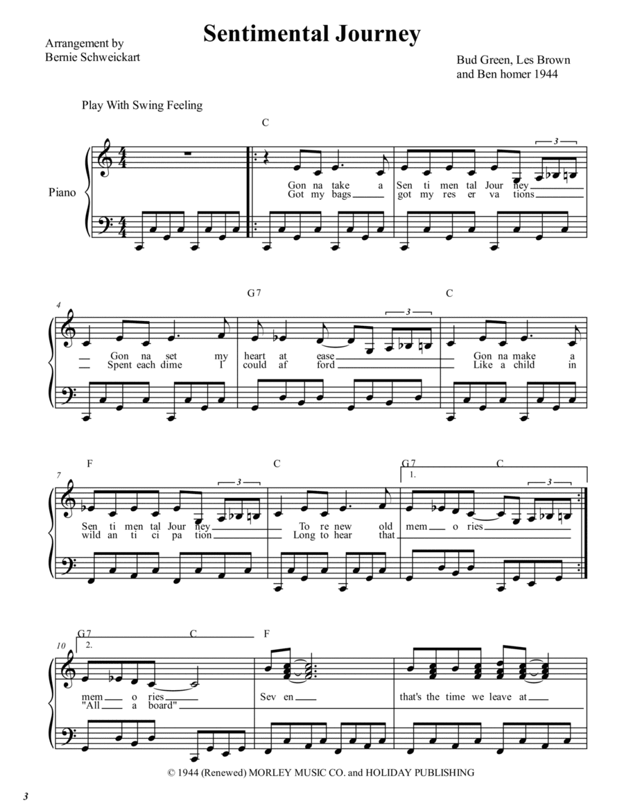 Sentimental Journey (arr. Bernie Schweickart)