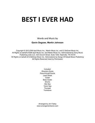 Best I Ever Had (arr. Jim Farley www.arrangementsone.com)