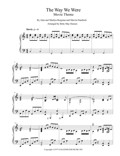 The Way We Were (arr. Betty May Hansen)