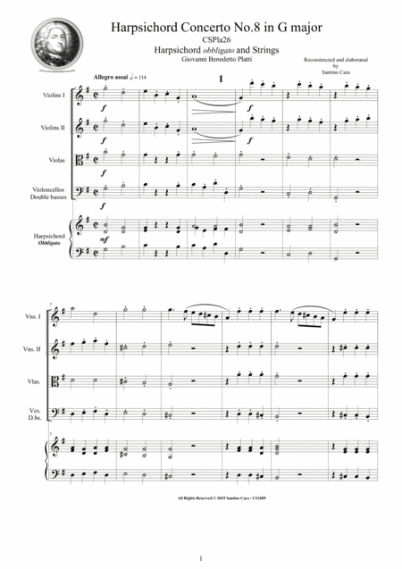 Platti - Harpsichord Concerto No.8 in G major CSPla26 for Harpsichord and Strings (arr. Santino Cara)