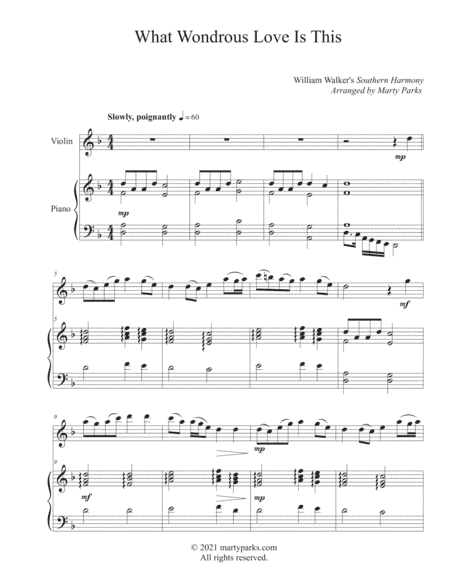 What Wondrous Love Is This (Violin-Piano) (arr. Marty Parks)