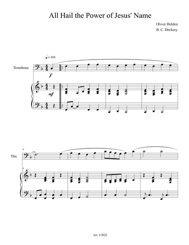 All Hail the Power of Jesus' Name (Trombone Solo with Piano Accompaniment) (arr. B. C. Dockery)